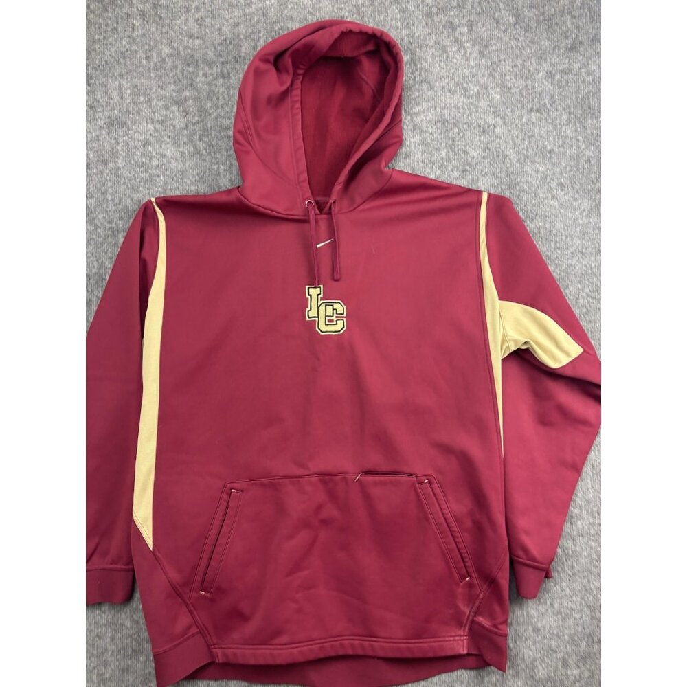 Nike Therma Fit Fleece Hoodie Sweatshirt Mens 2XL Red Pullover Collegiate